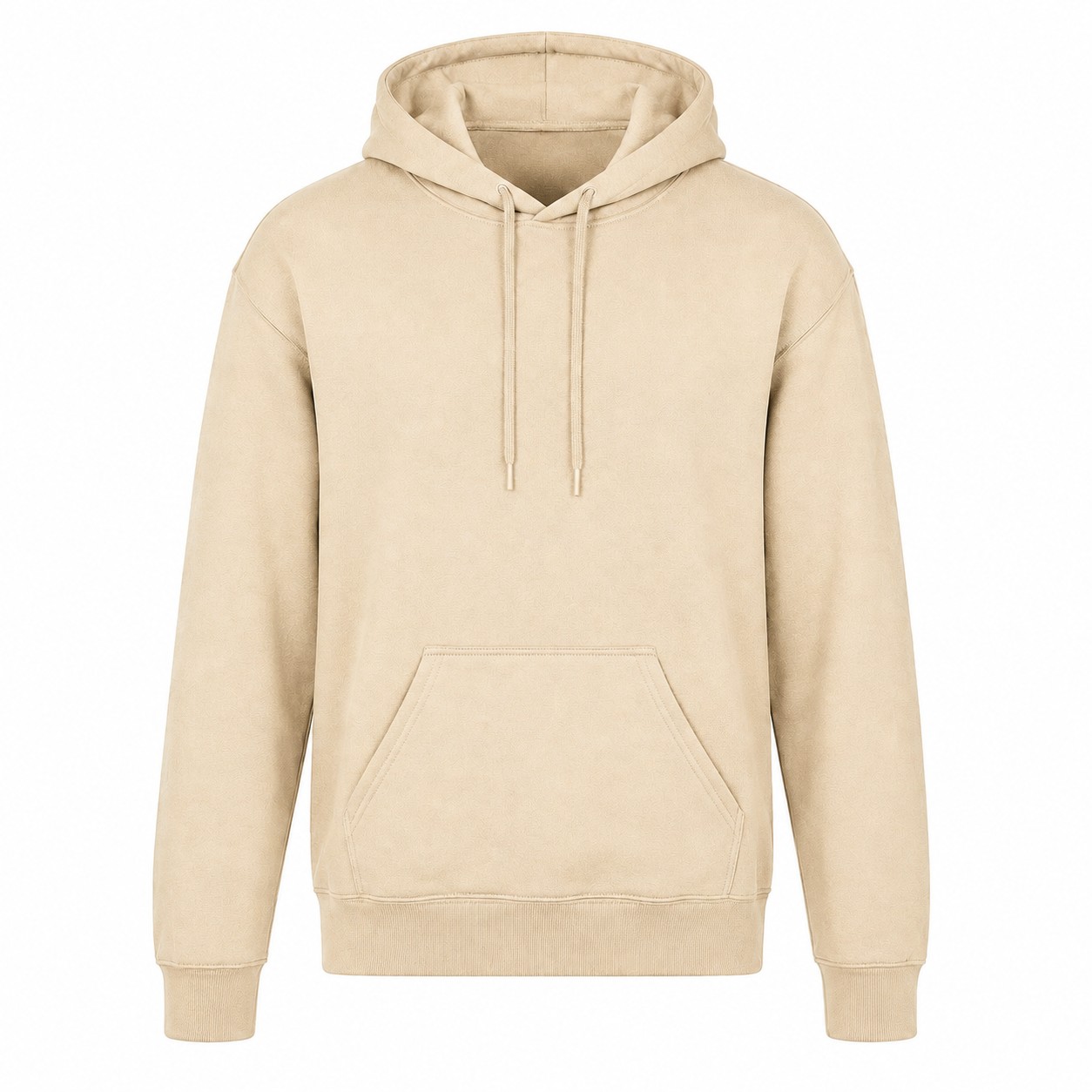 Cotton Polyester Fleece Pullover Hoodie — Beige
