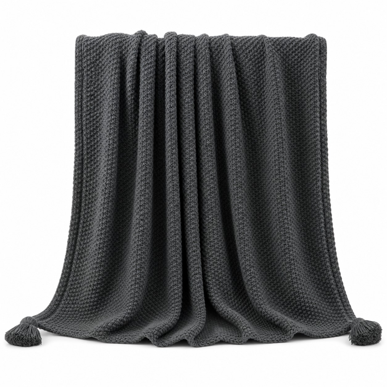 Polyester Knit Throw Blanket With Corner Tassels — view 2