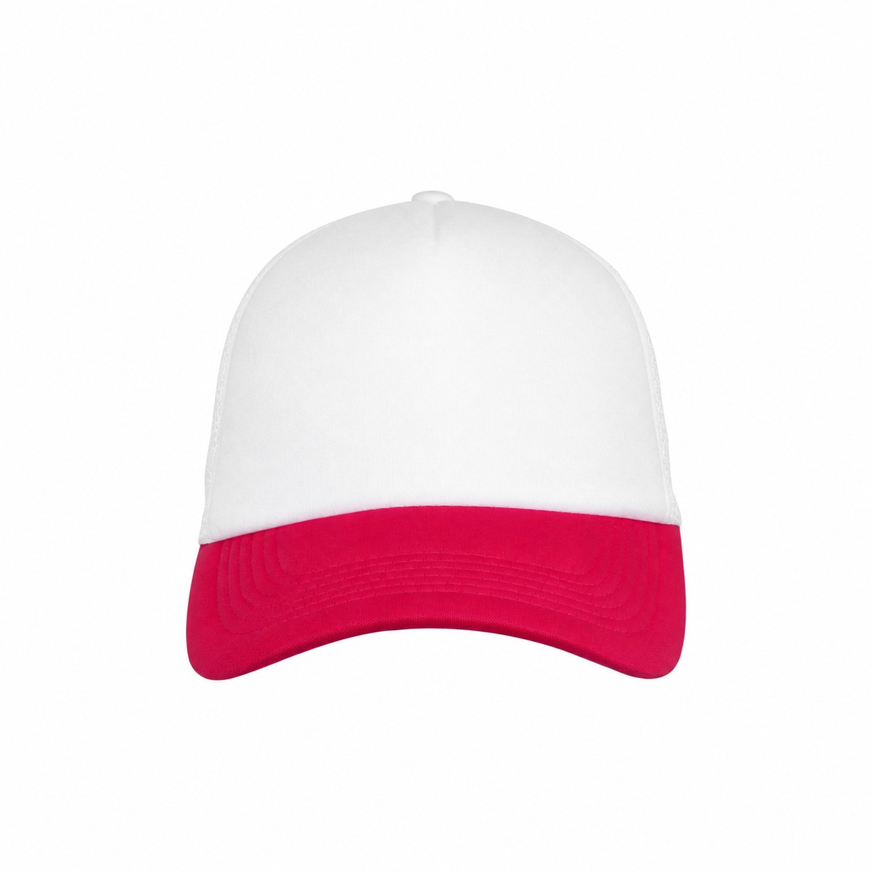 22.8-Inch Five-Panel Foam Trucker Cap — White/Rose Red