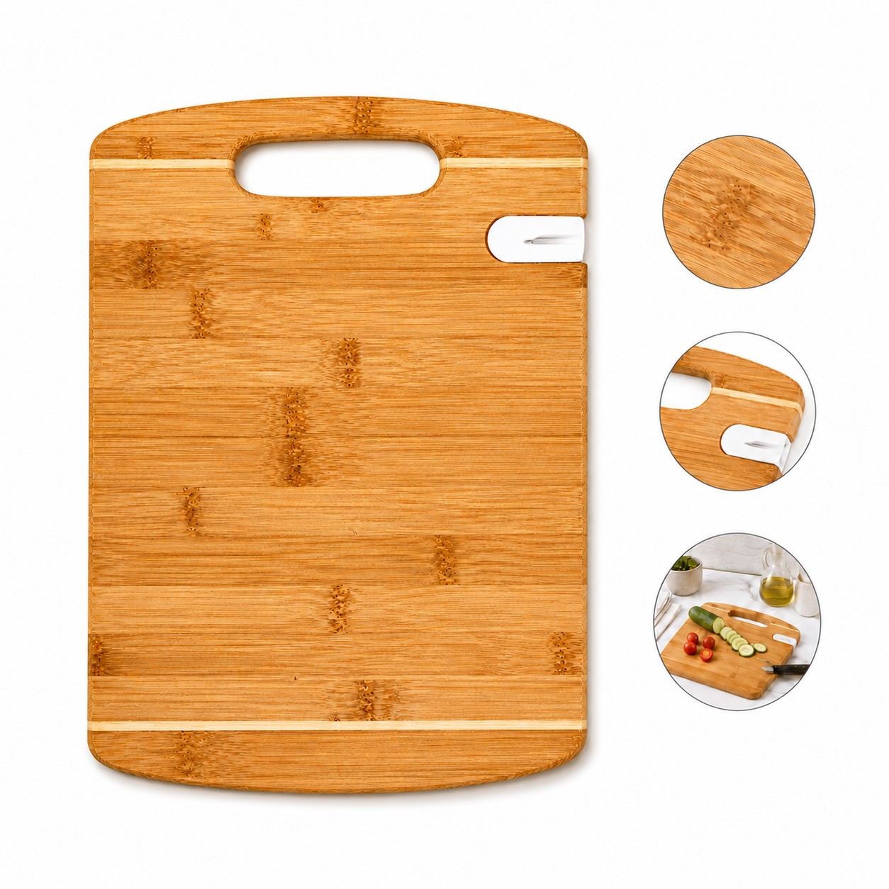 Handled Bamboo Cutting Board With Sharpener