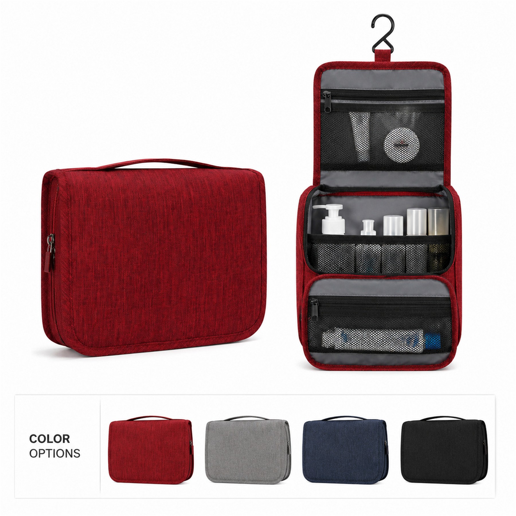 300D Polyester Red Toiletry Bag