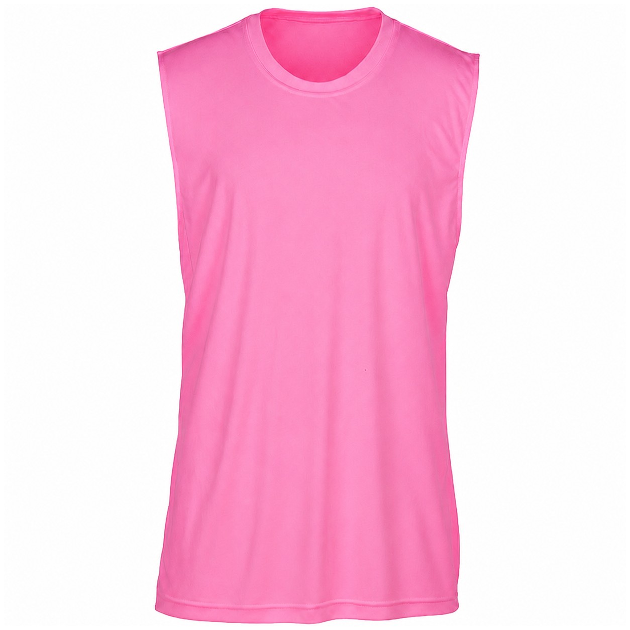 Sleeveless Polyester Performance Muscle Tank — Pink