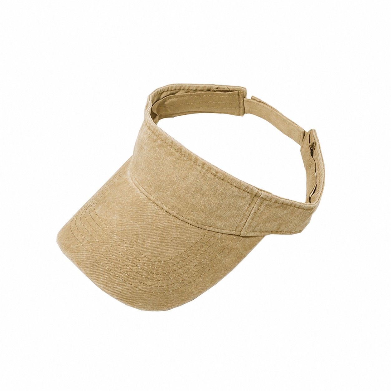 Polyester Adjustable Open Crown Visor — Khaki Beige