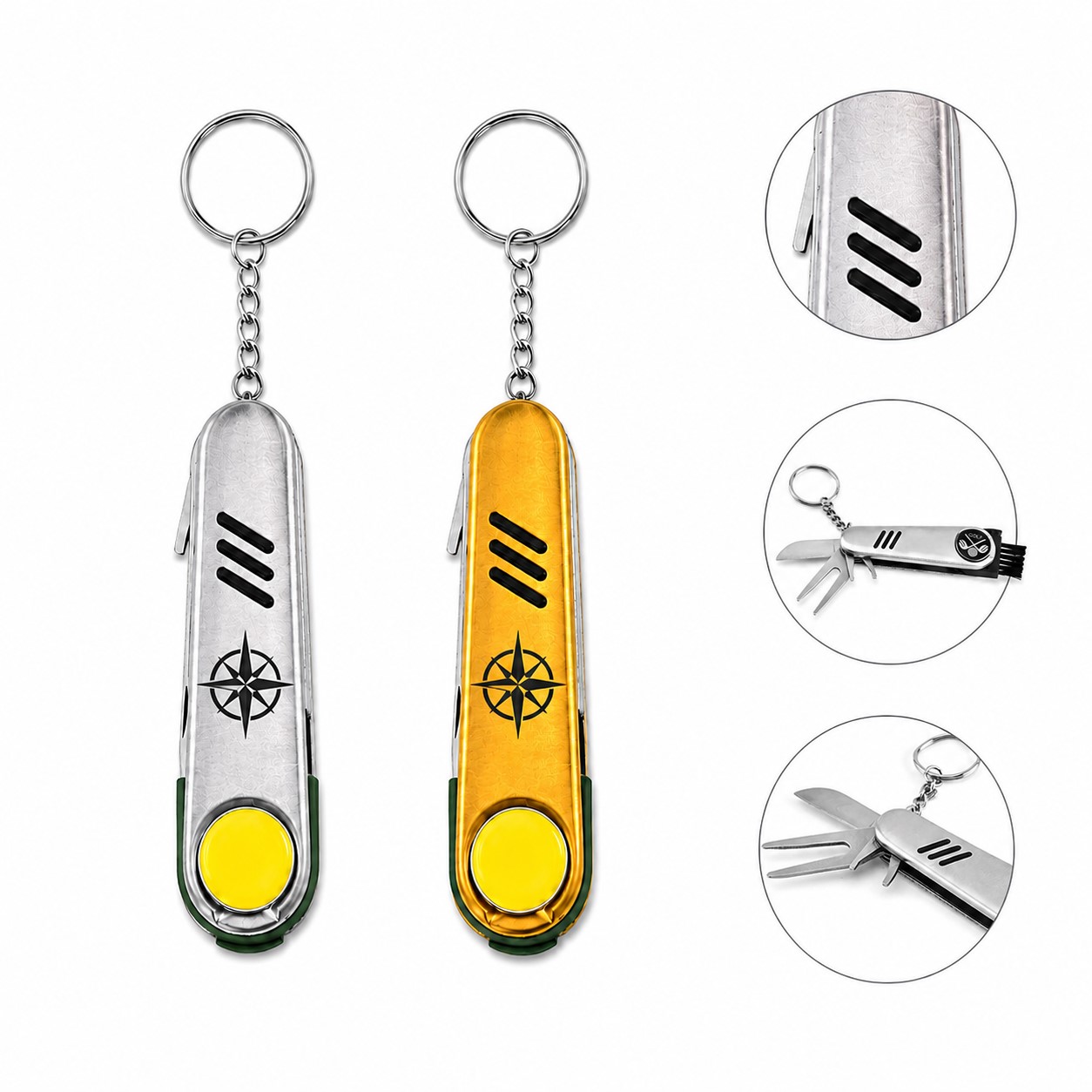 Stainless Steel Golf Club Cleaning Keychain Tool
