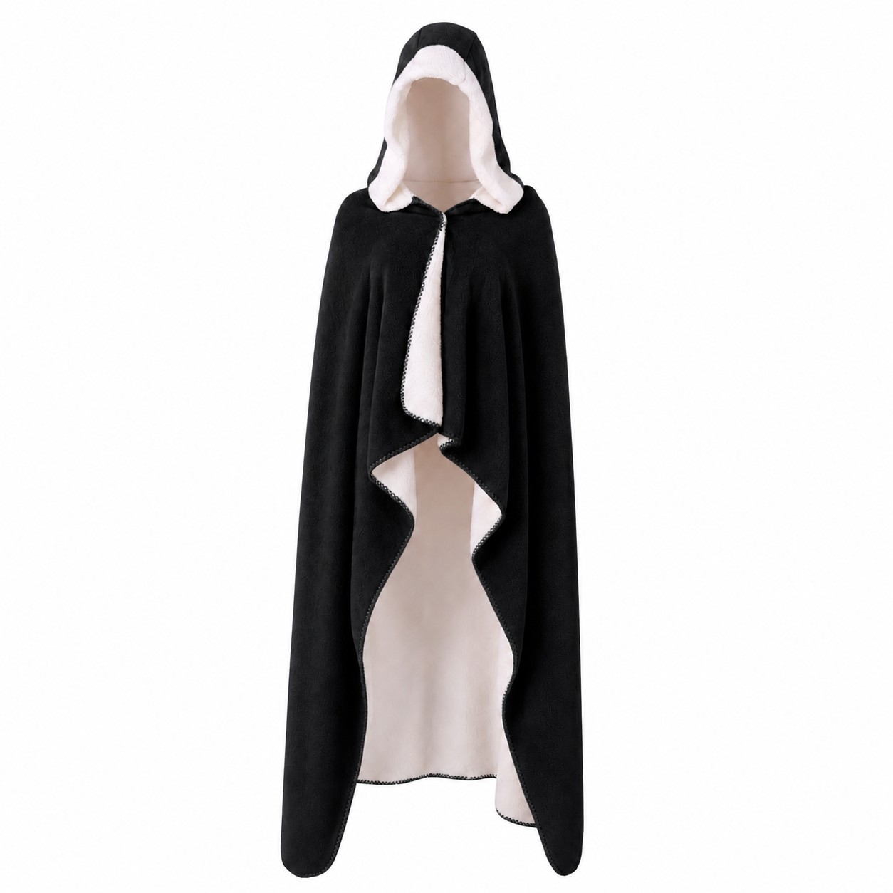 Hooded Sherpa Wearable Blanket — Black