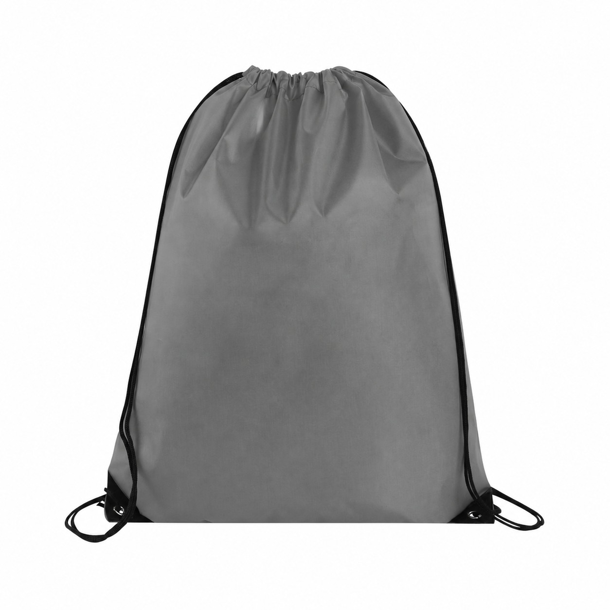 Polyester Drawcord Closure Drawstring Bag — Gray