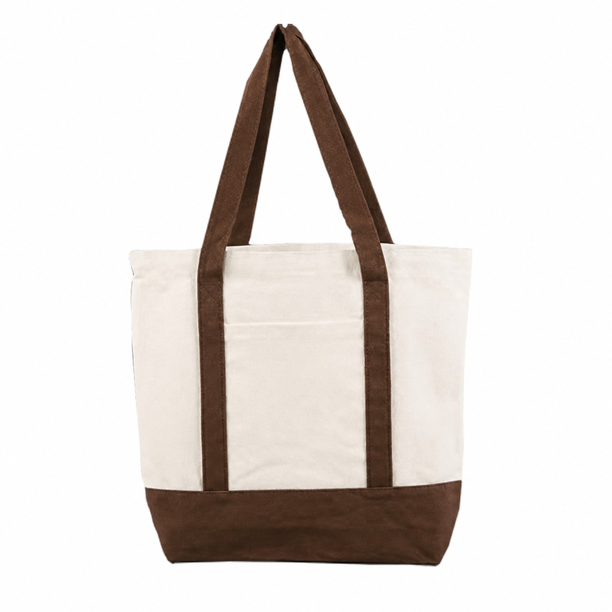 Cotton Canvas Front Pocket Tote — Brown