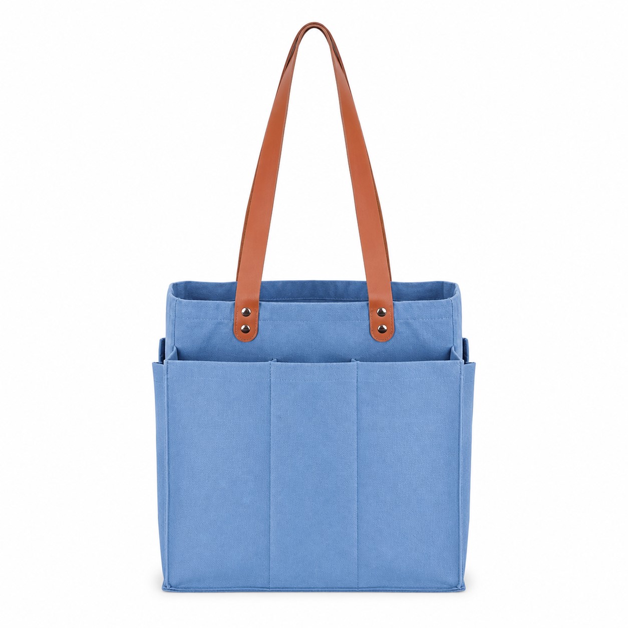 Structured Canvas Grocery Tote With Exterior Pockets — view 2