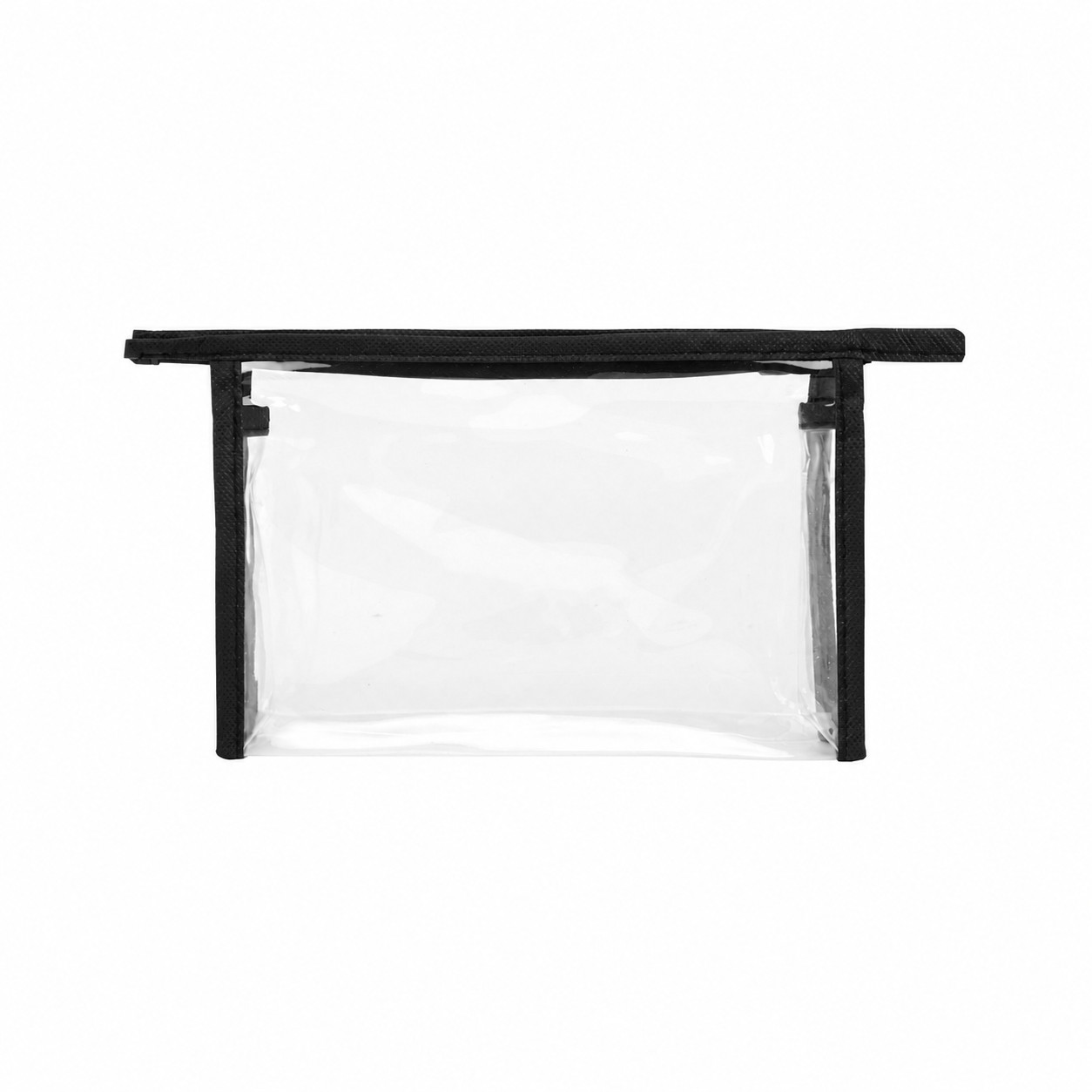 Clear PVC Carry Handle Toiletry Bag with 80GSM Non-Woven Trim — Black