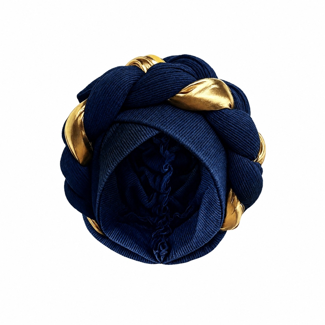 Cotton Color Block Turban Headwrap — Navy Blue