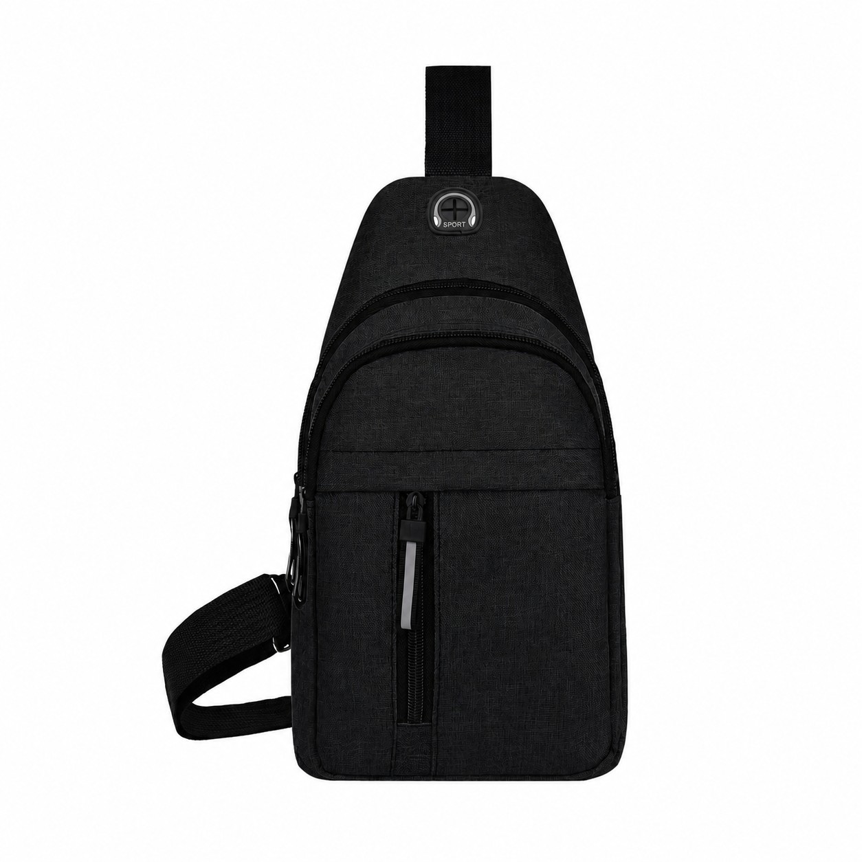 Backpack Zippered Storage Crossbody Sling Bag — Black