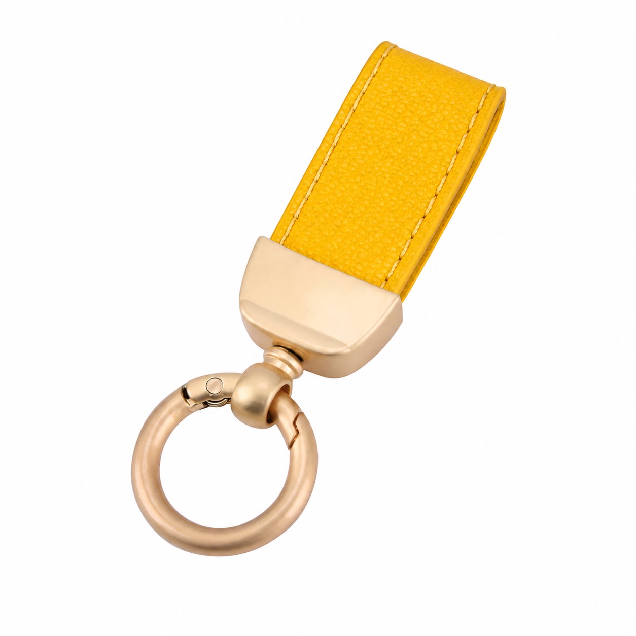 Detachable PU Strap Keychain Ring — Yellow