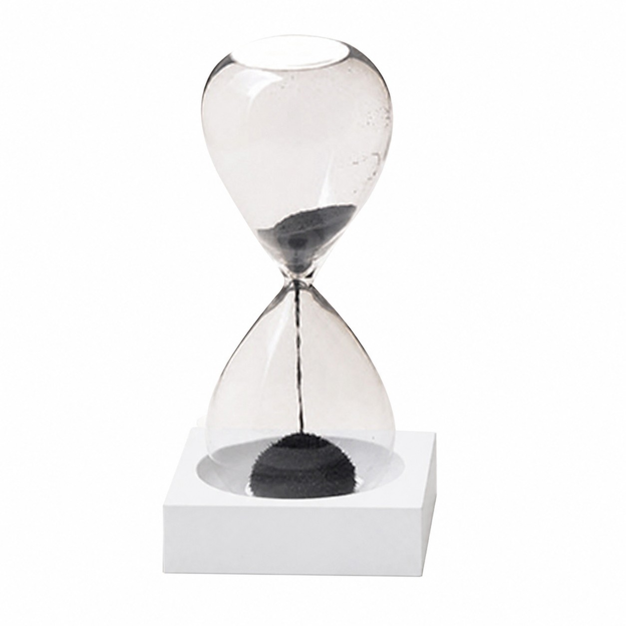 Beech Base Magnetic Hourglass — Clear White