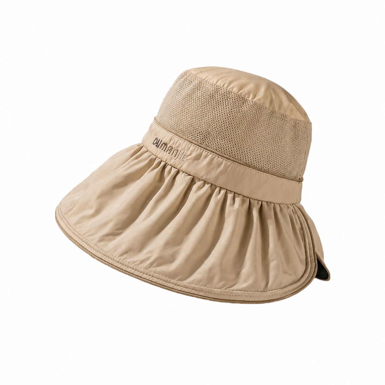 Mesh Band Polyester Fisherman Hat — Beige
