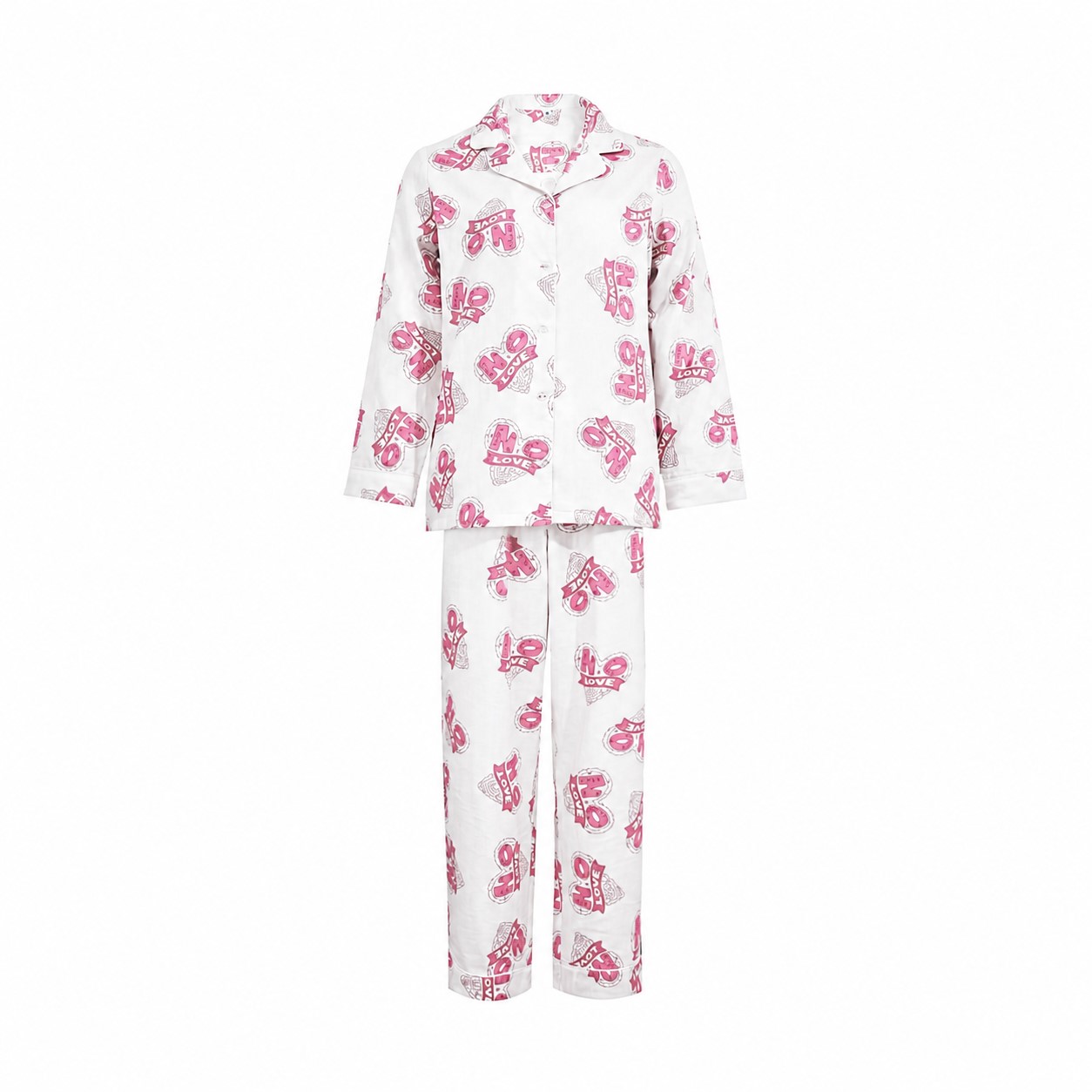 Unisex Cotton Long-Sleeve Pajama Set — White
