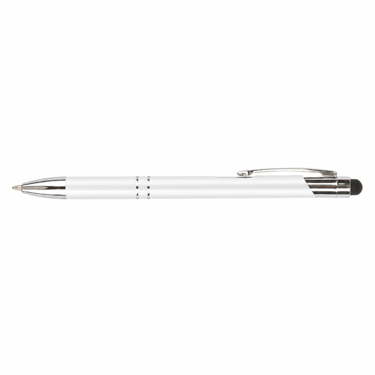 Glossy Aluminum Stylus Ballpoint Pen — White