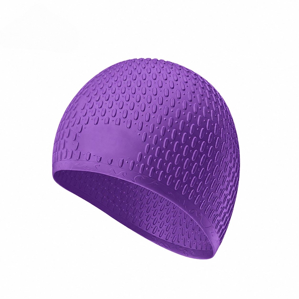 Water Drop Silicone Swim Cap — Purple