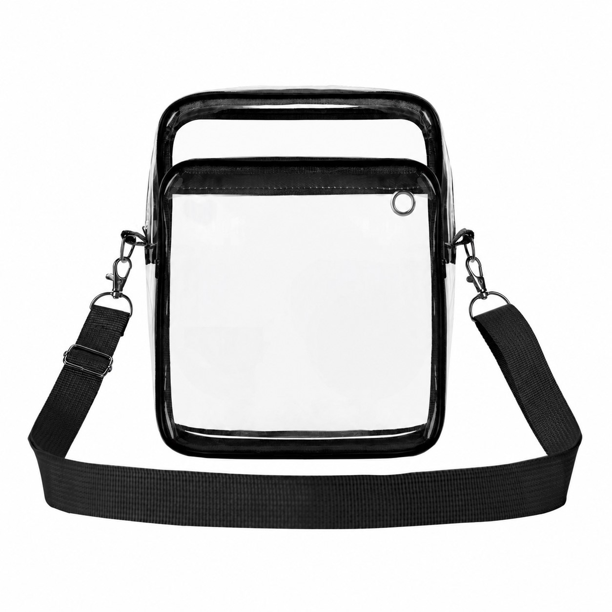 PVC Clear Crossbody Sling Bag — Clear White/Black