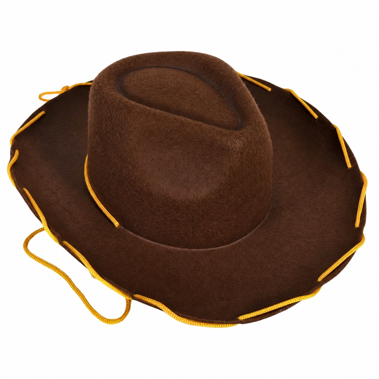 Drawstring Wool Cowboy Costume Hat — Brown