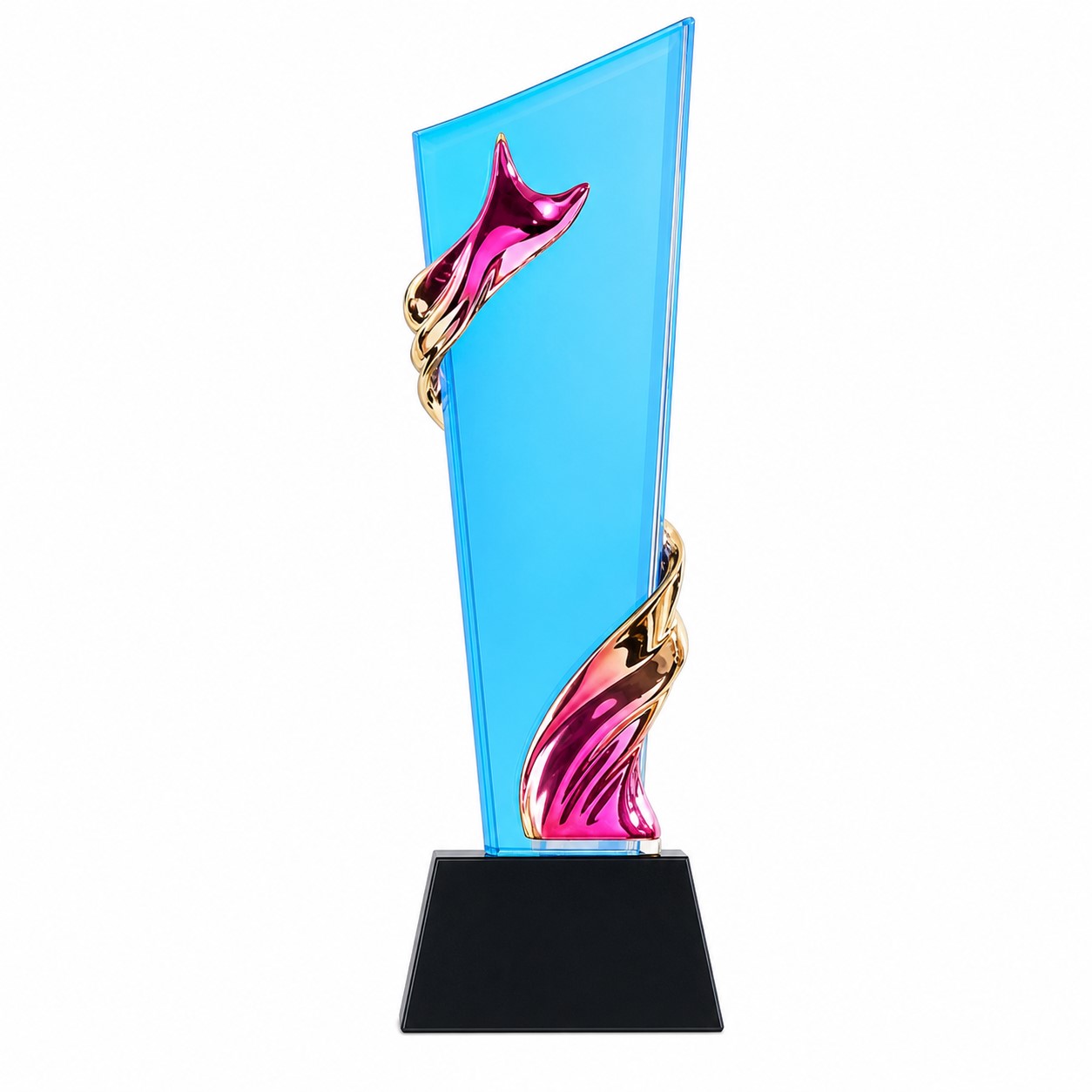 Crystal Glass Trophy With Colorful Accents — view 2