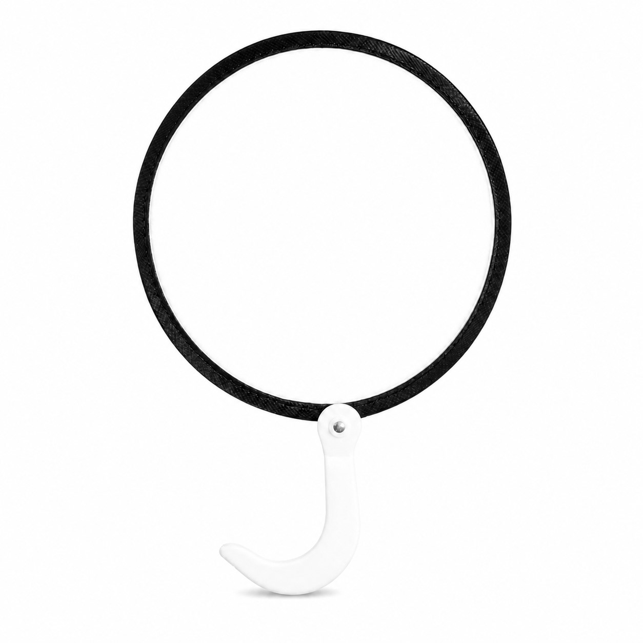 Round Twist Frame Nylon Hand Fan — White