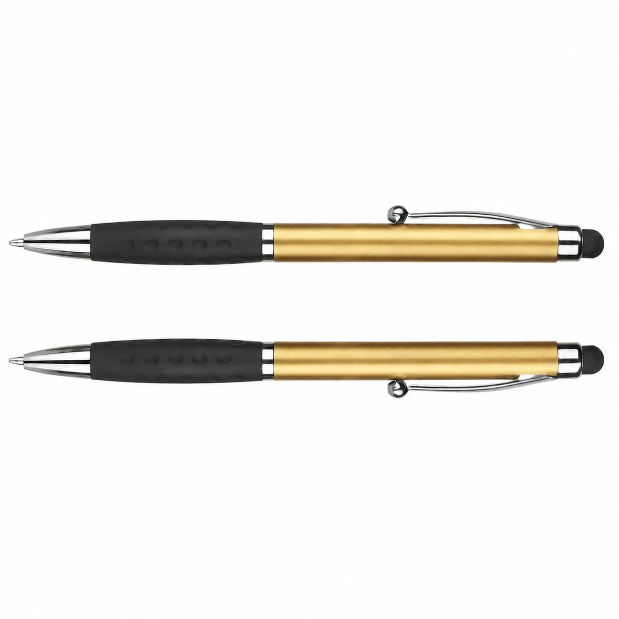 Plastic Grip Stylus Twist Pen — Gold