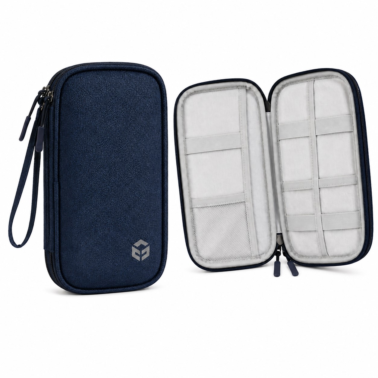 Dual Zipper Fabric Electronics Organizer Bag