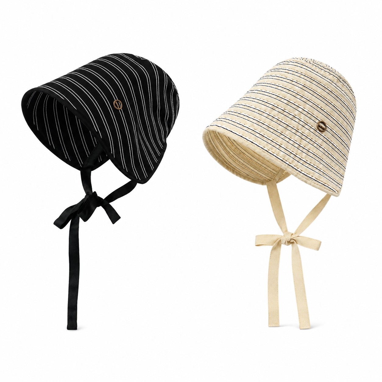 Striped Fabric Tie Sun Hat