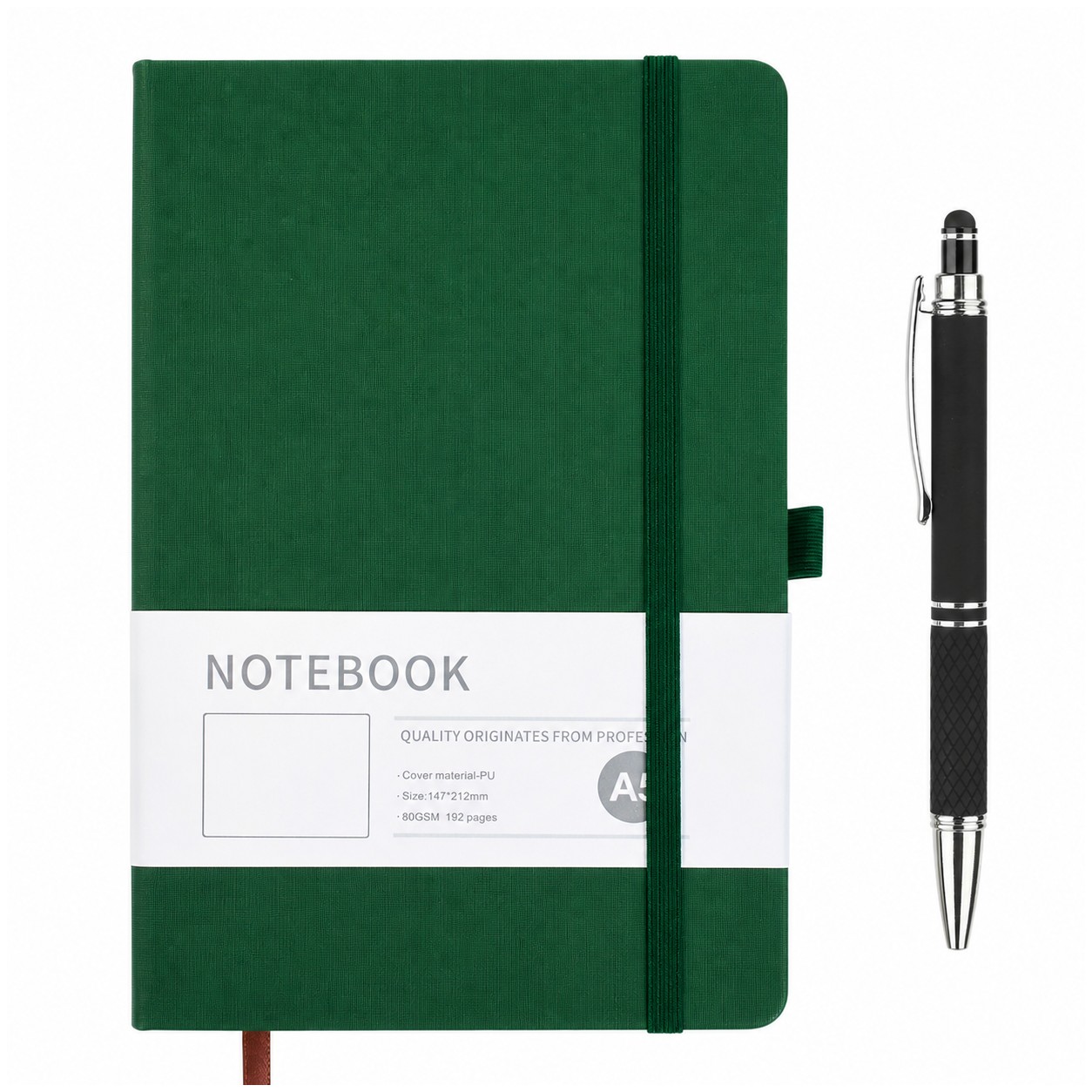 PU Blank Journal Stylus Pen Set — Green