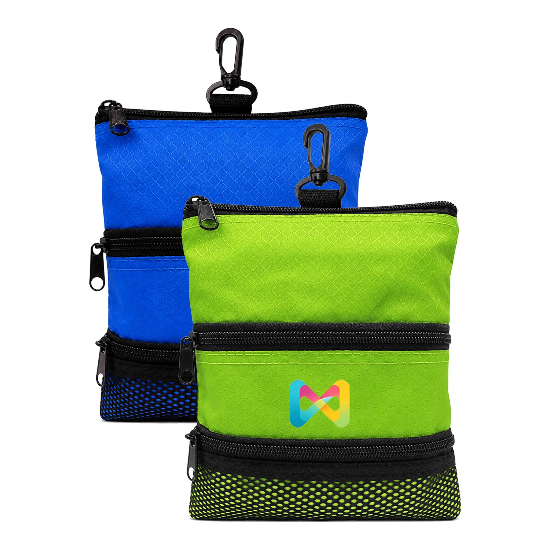 Triple Zip Nylon Golf Ball Pouch — view 1