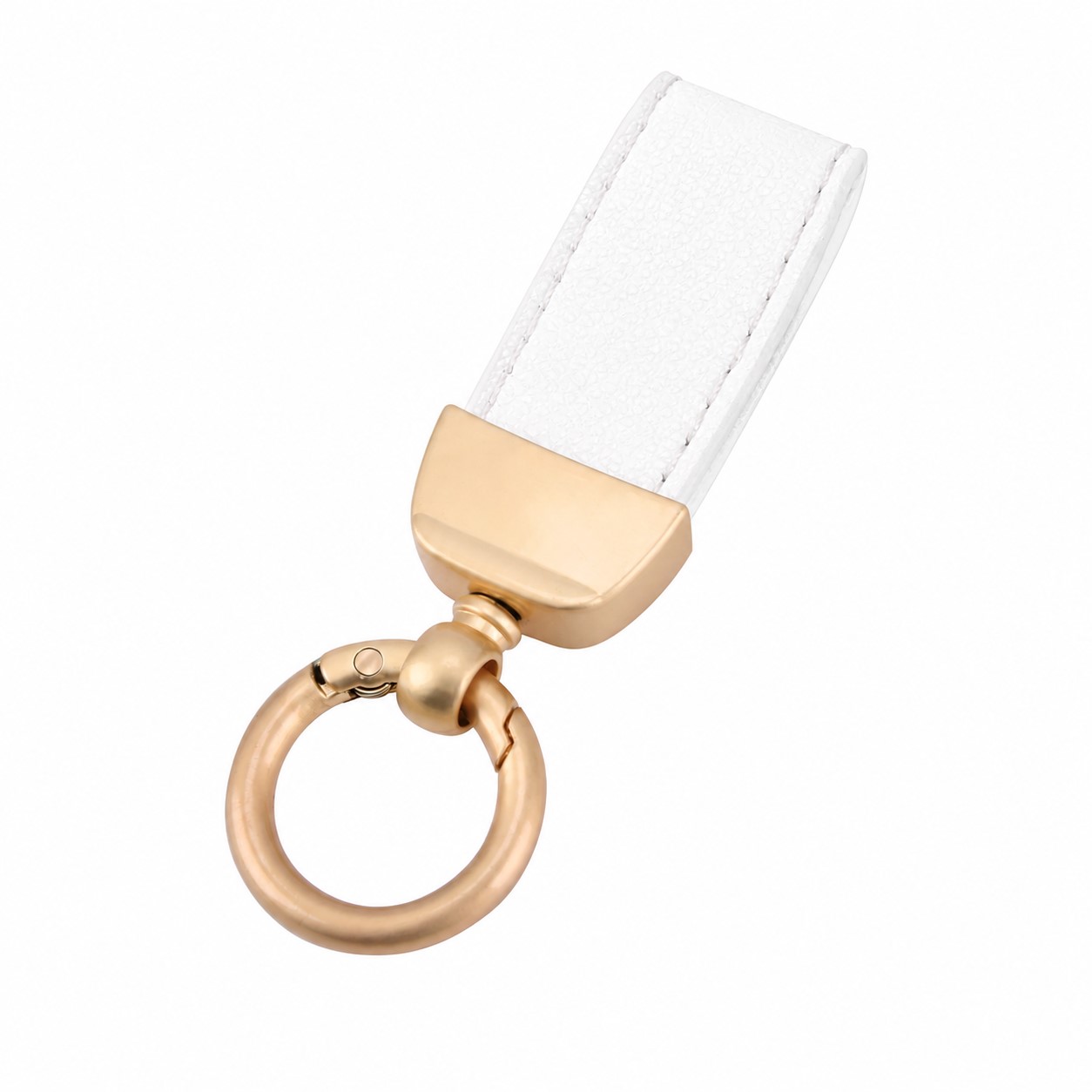 Detachable PU Strap Keychain Ring — White