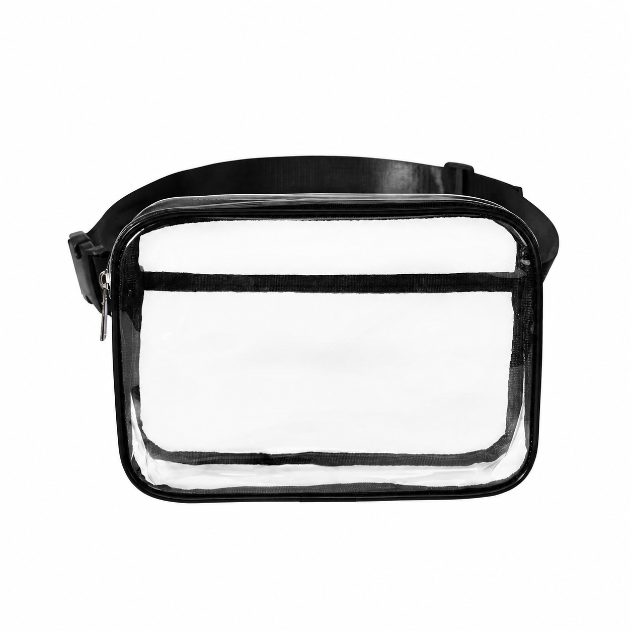 2 Pocket Clear PVC Belt Bag — Black