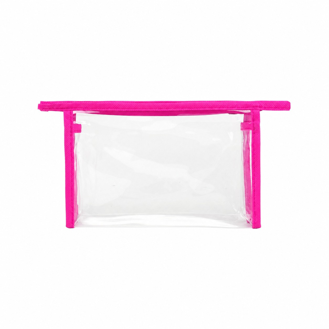 Clear PVC Carry Handle Toiletry Bag with 80GSM Non-Woven Trim — Fuchsia Pink