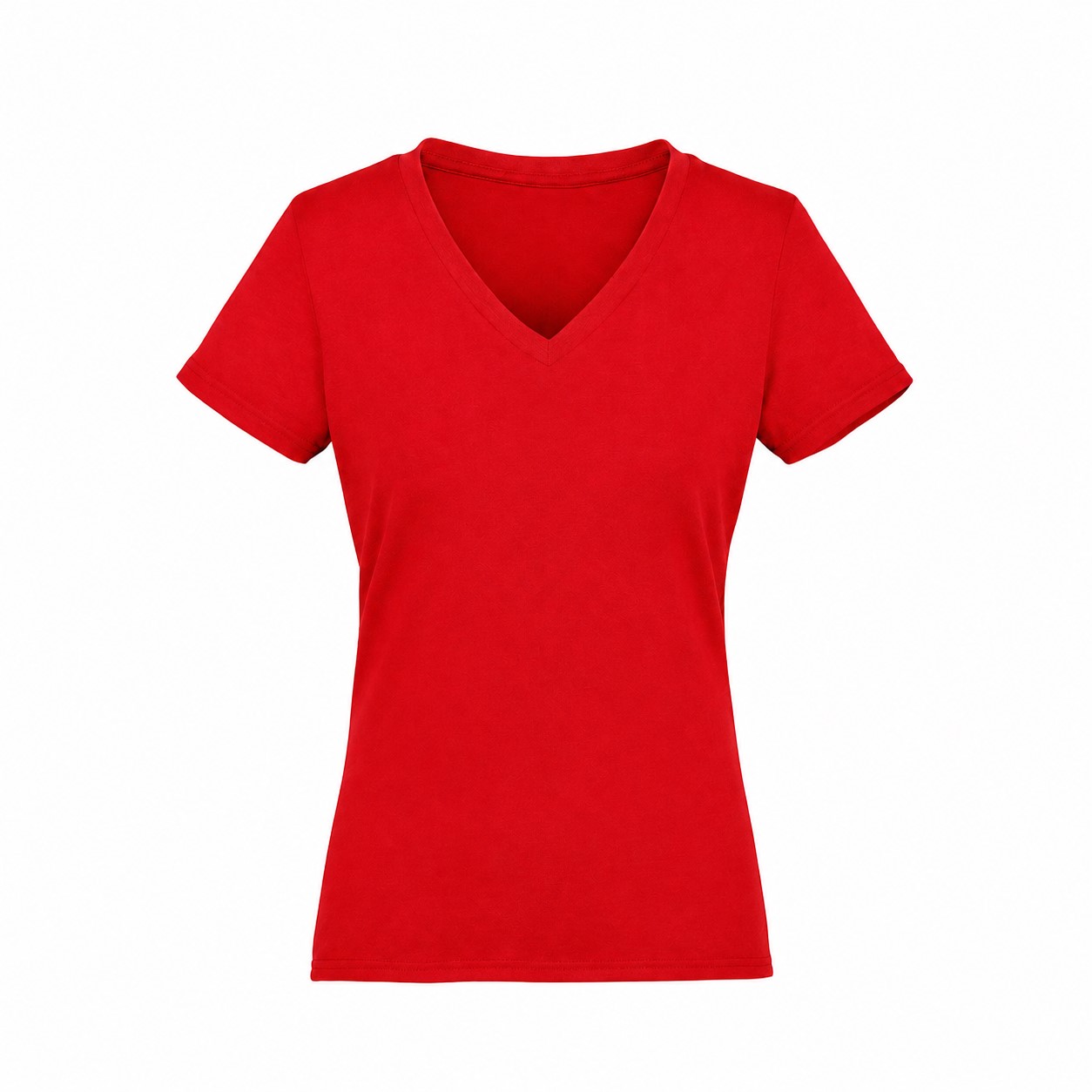 Ladies Tri Blend V Neck Tee — Red
