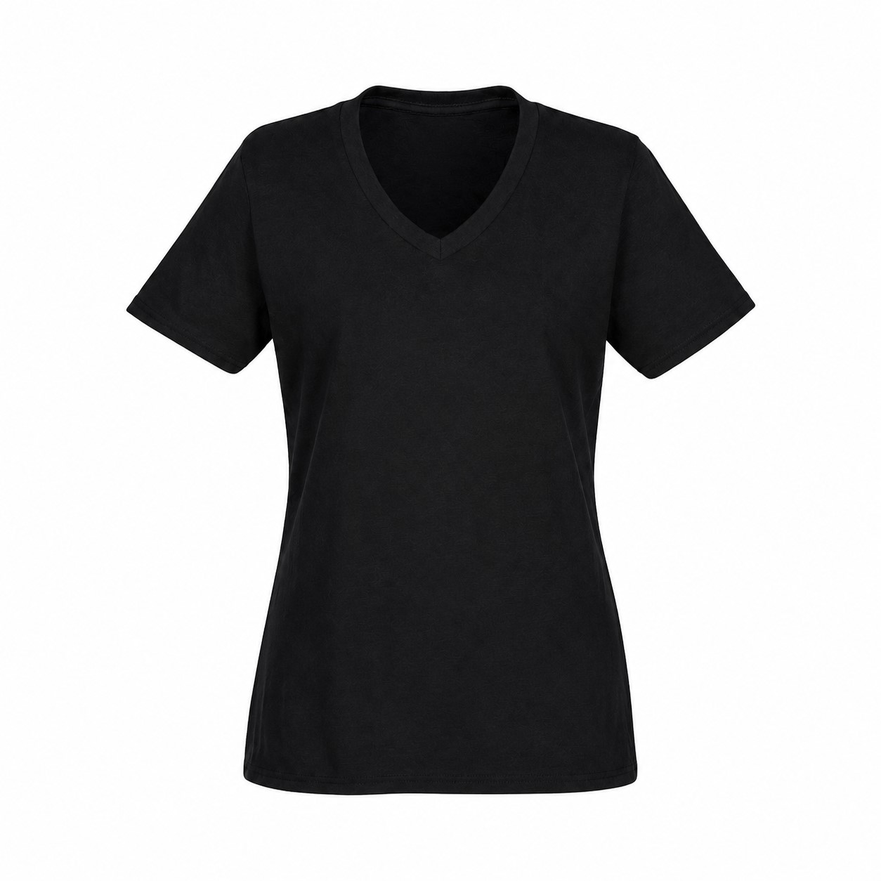 Ladies' Cotton V-Neck T-Shirt — Black