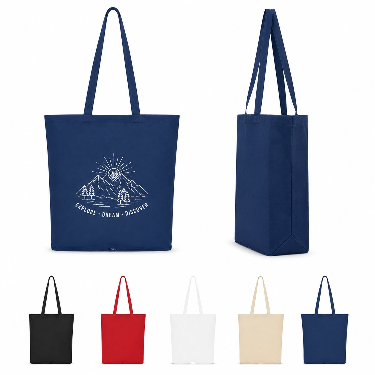 Foldable Cotton Tote With Long Handles