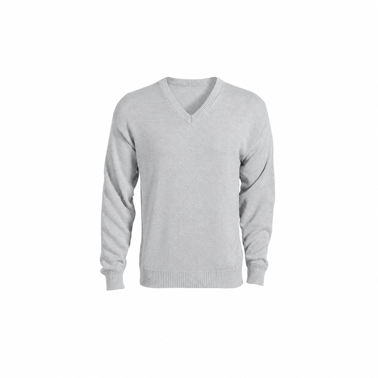 Women's Long Sleeve V-Neck Cotton Blend Shirt — Silver