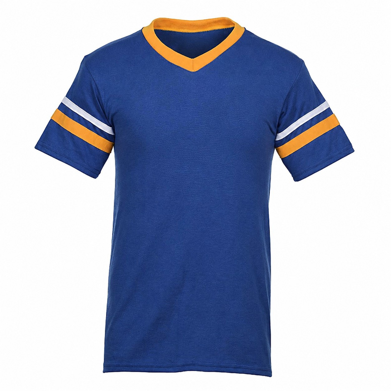 Stripe Trim Cotton Polyester V Neck Shirt — view 2
