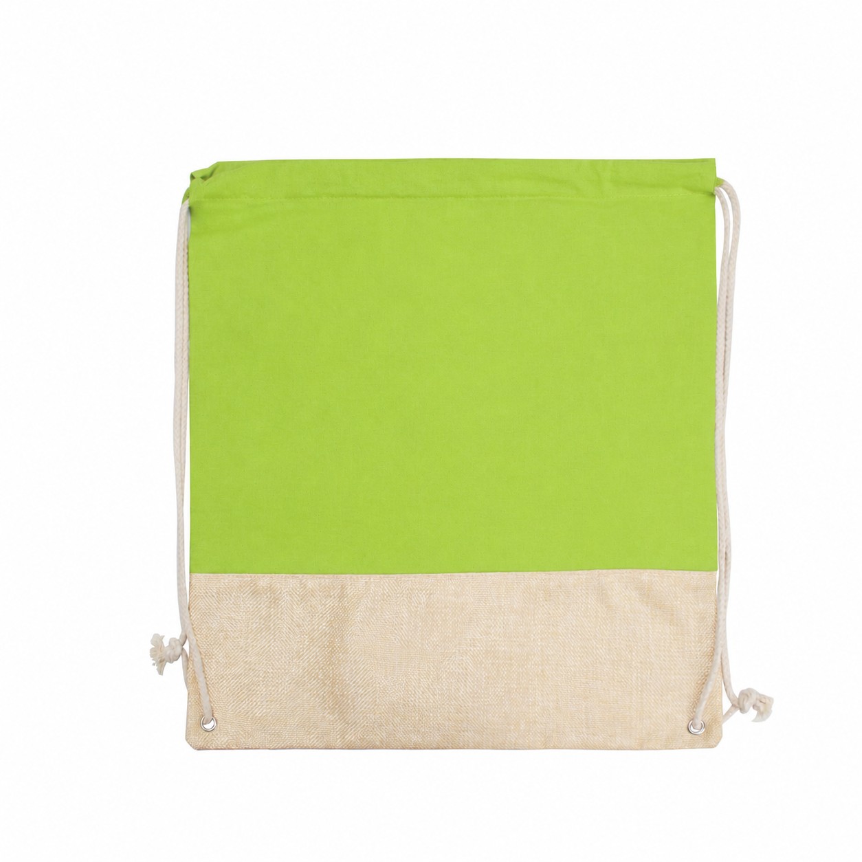 Cotton Metal Grommets Drawstring Bag — Apple Green