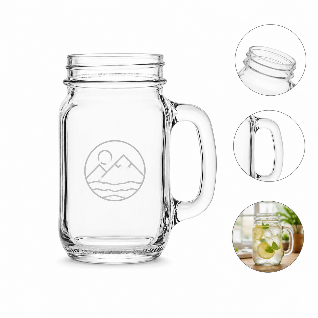Handled Clear Glass Drinking Jar