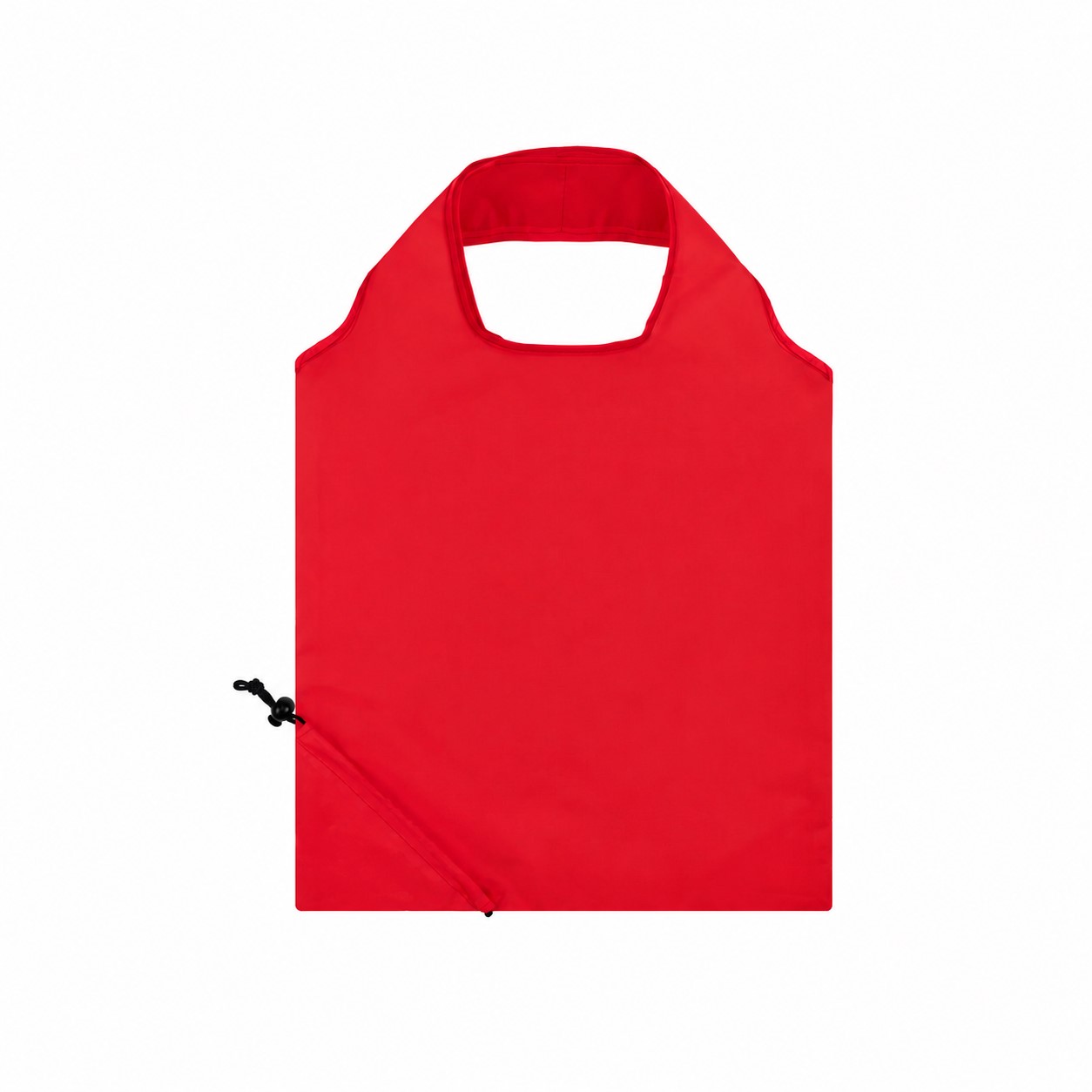 210T Polyester Foldable Tote with Drawstring Pouch — Red