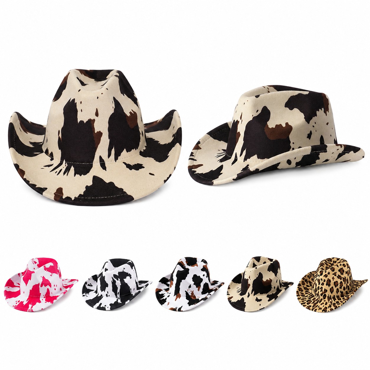 Polyester Cow Pattern Cowboy Hat