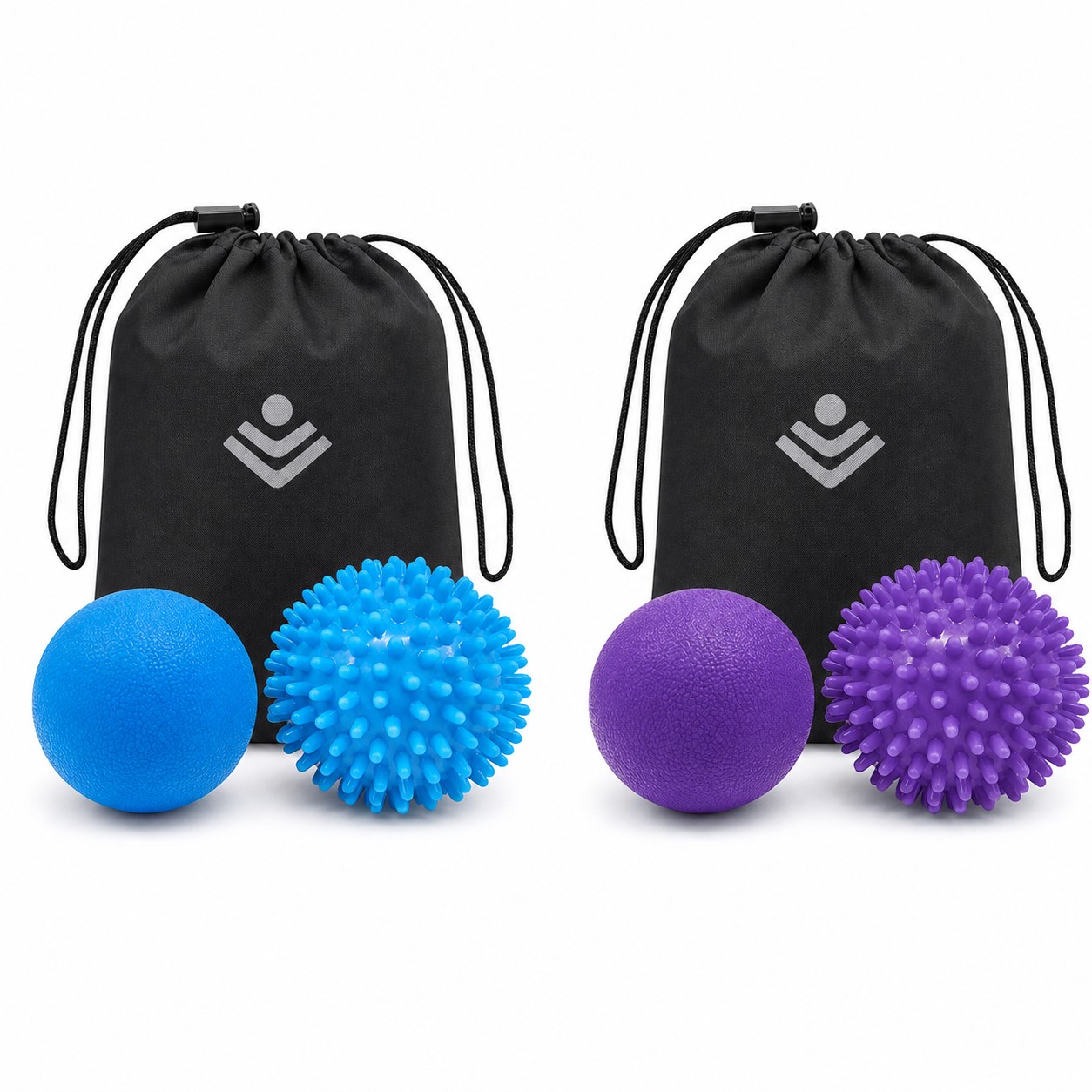 Rubber Therapy Ball Set With Drawstring Pouch