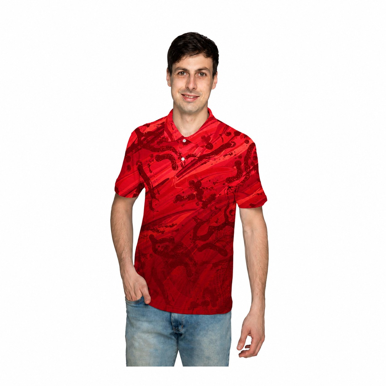 Polyester Performance Polo Shirt — Red
