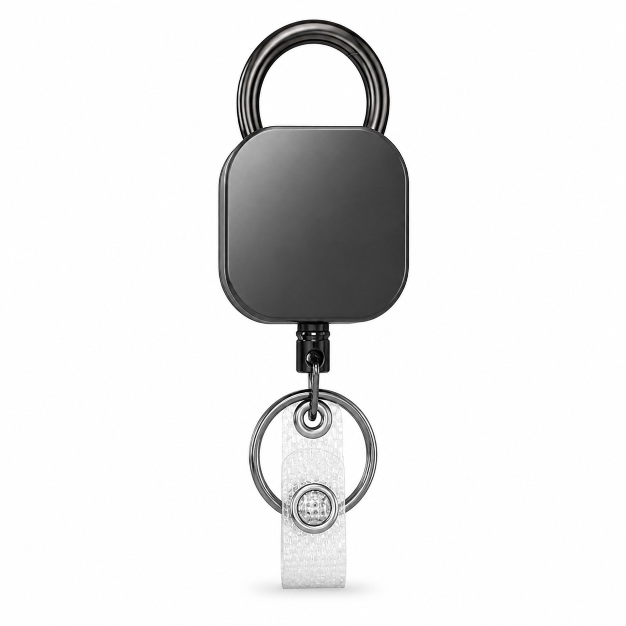 Alloy Square Badge Reel Keychain With Clip — view 2