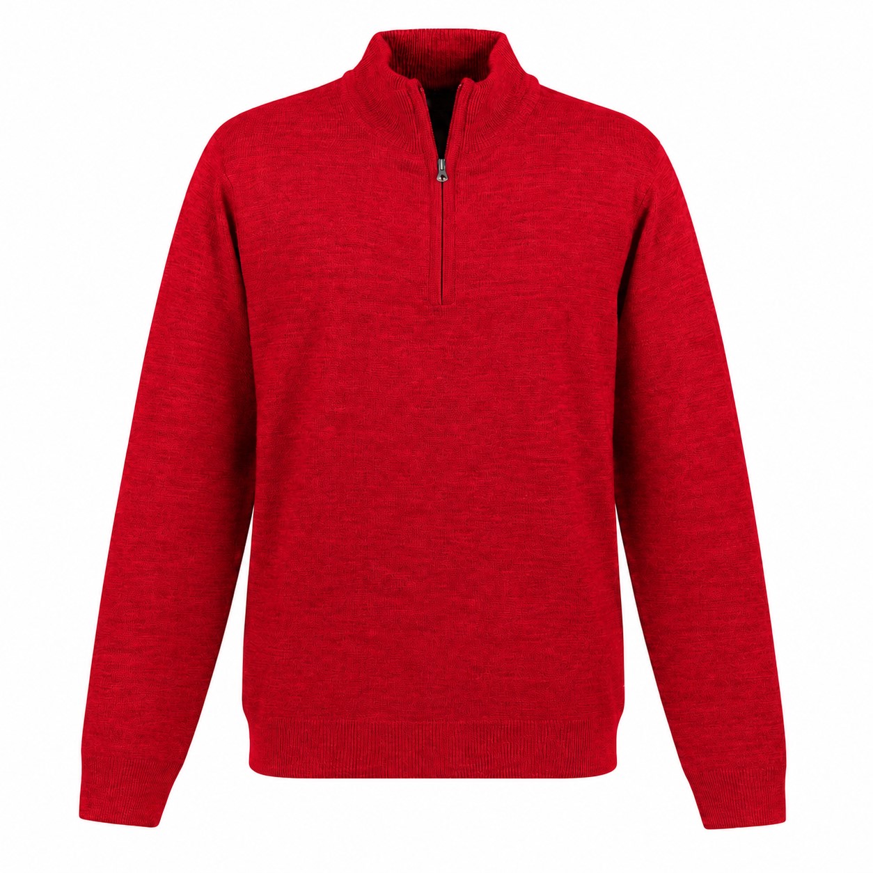 Acrylic Jersey Knit Quarter-Zip Sweater — Red
