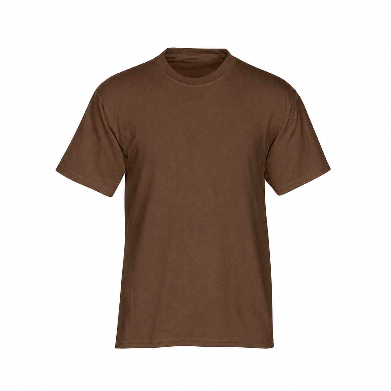 Cotton Polyester Uniform Crewneck Tee — Brown