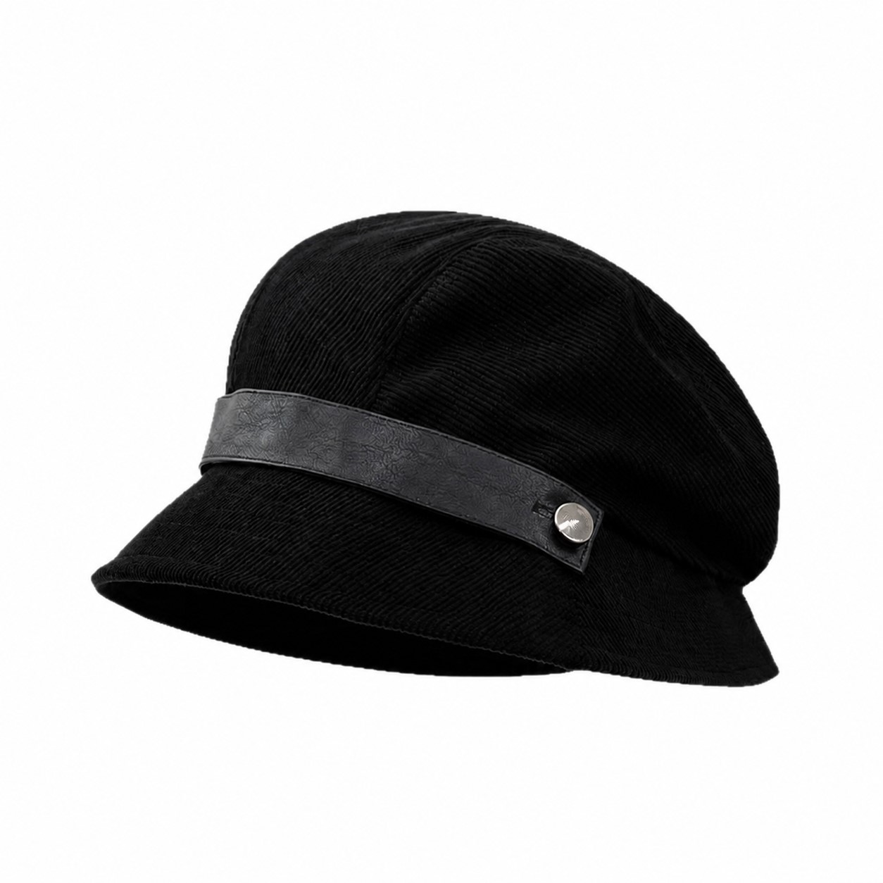 Corduroy Short Brim Cadet Cap — Black