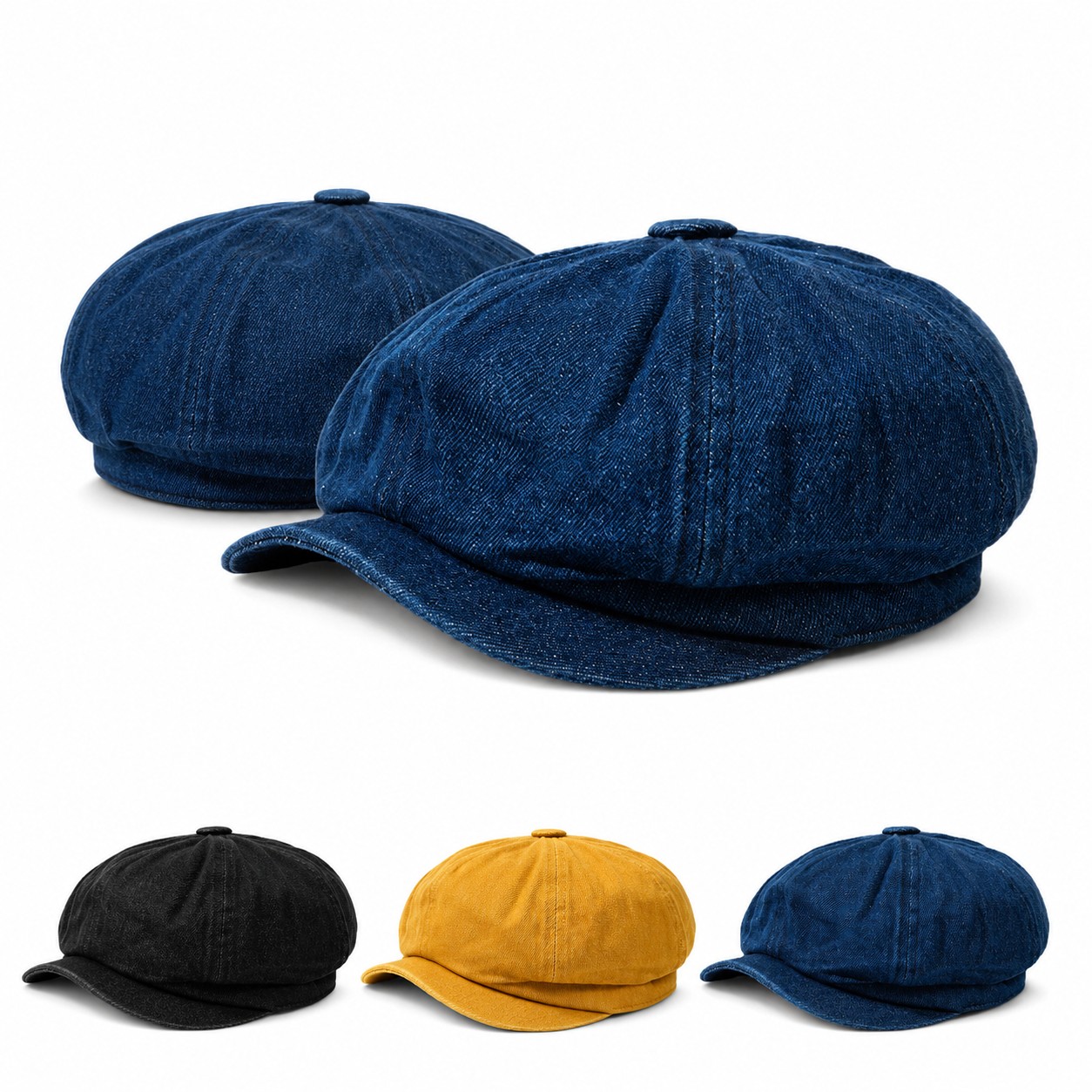 Denim Look Octagonal Beret Cap