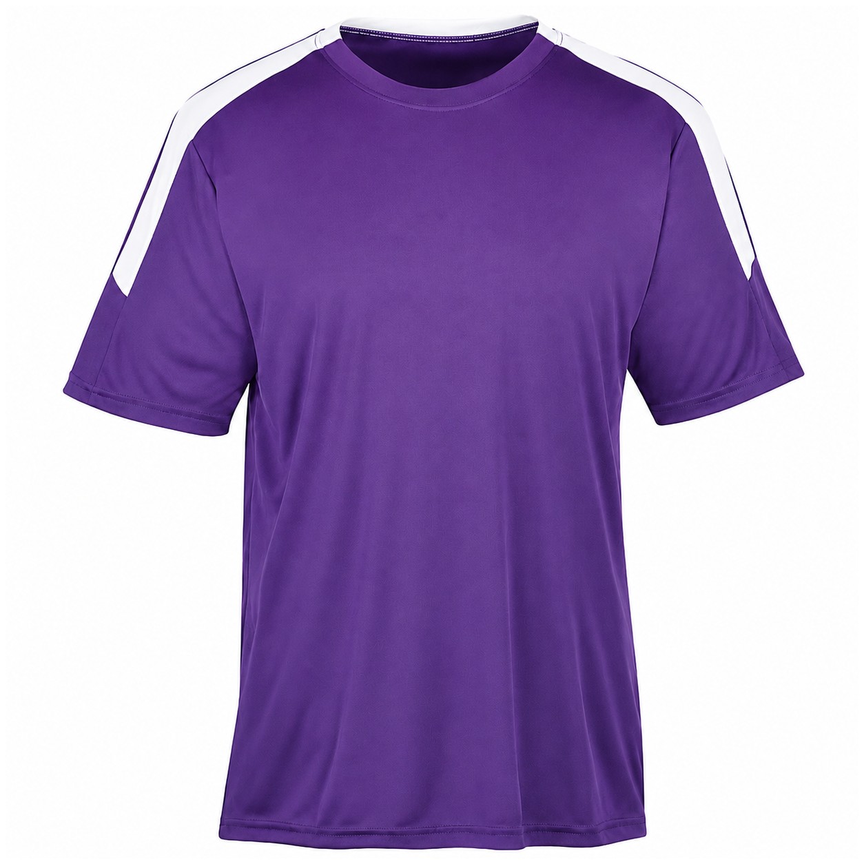 Polyester Contrast Stripe Crewneck Shirt — Purple